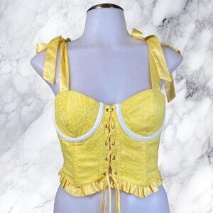 MAJORELLE Lyla Bustier Top - Lemon Yellow